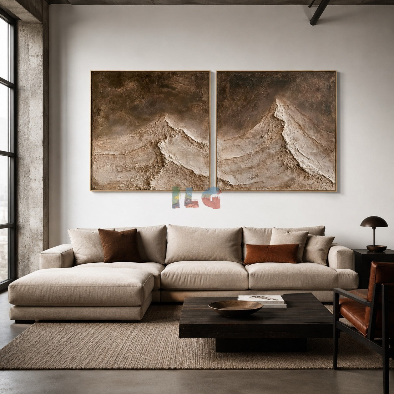 Silent Ridge Pair – Abstract Mountain Textured Wall Art