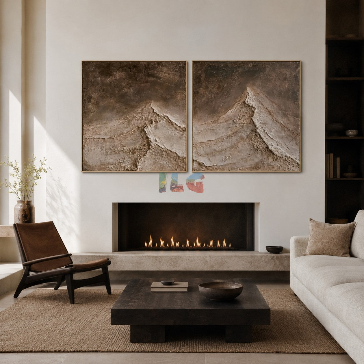 Silent Ridge Pair – Abstract Mountain Textured Wall Art