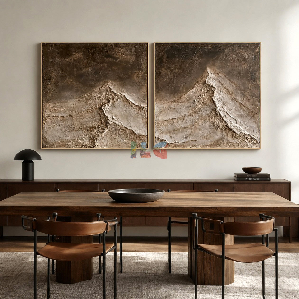 Silent Ridge Pair – Abstract Mountain Textured Wall Art