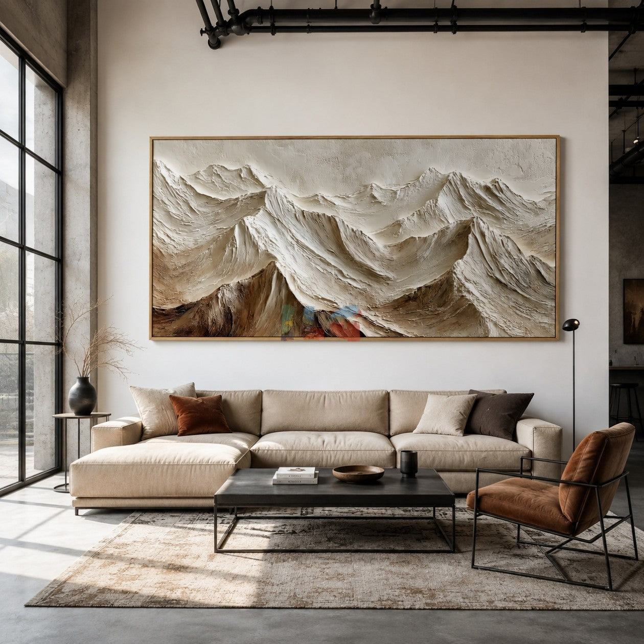 Ivory Alpine Relief – Abstract Mountain Textured Wall Art