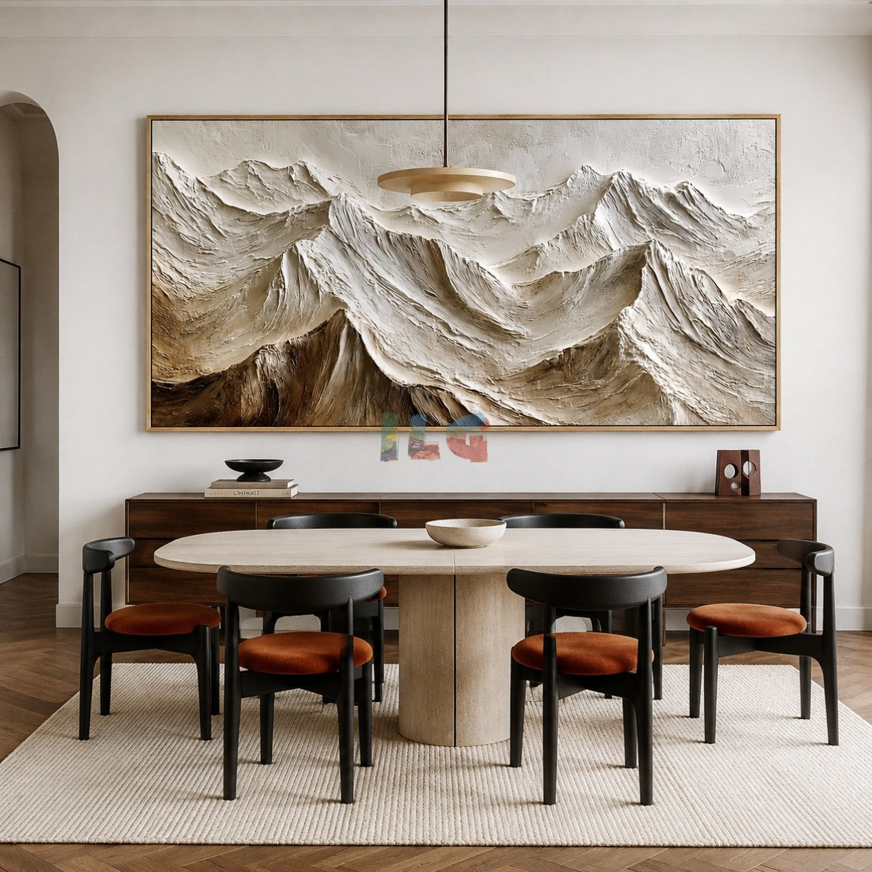 Ivory Alpine Relief – Abstract Mountain Textured Wall Art