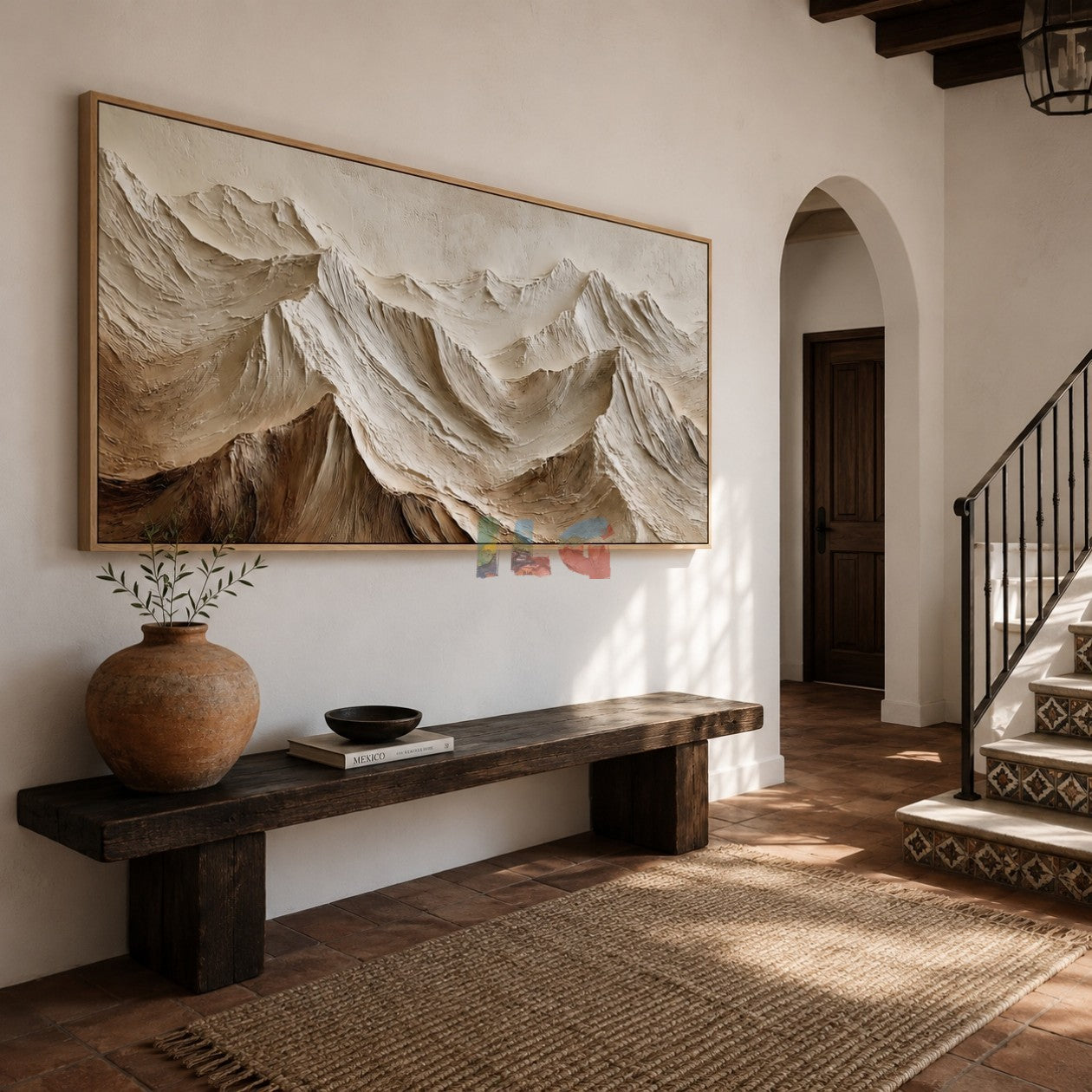 Ivory Alpine Relief – Abstract Mountain Textured Wall Art
