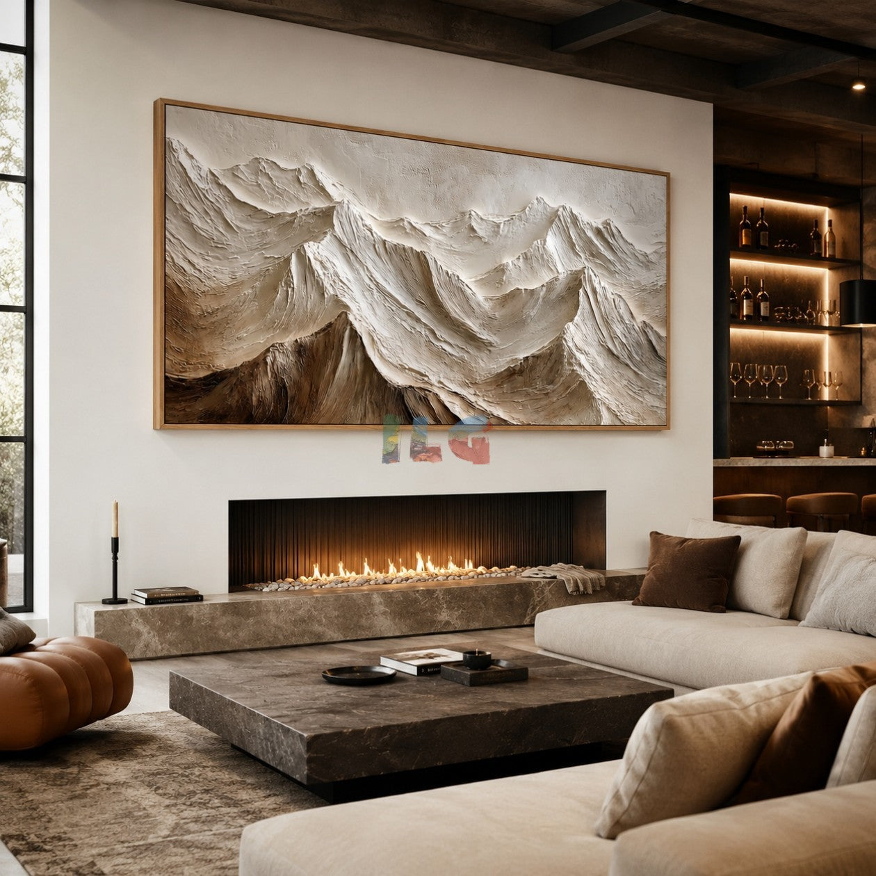 Ivory Alpine Relief – Abstract Mountain Textured Wall Art