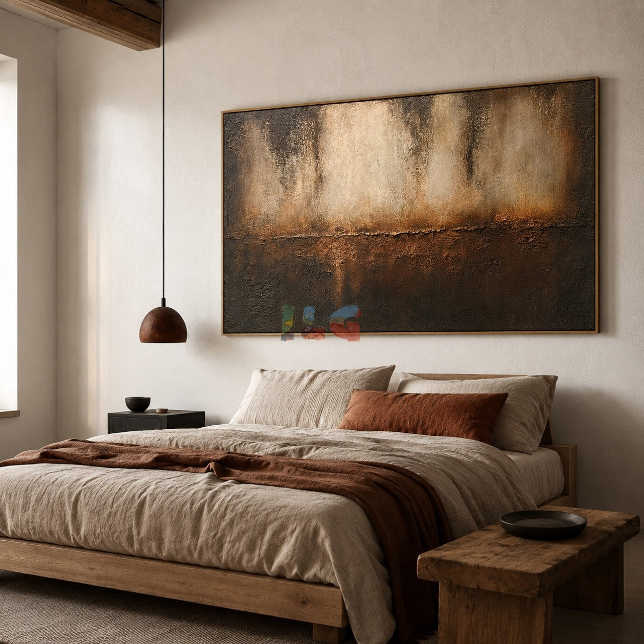 Ember Veil Horizon – Abstract Minimalist Textured Wall Art