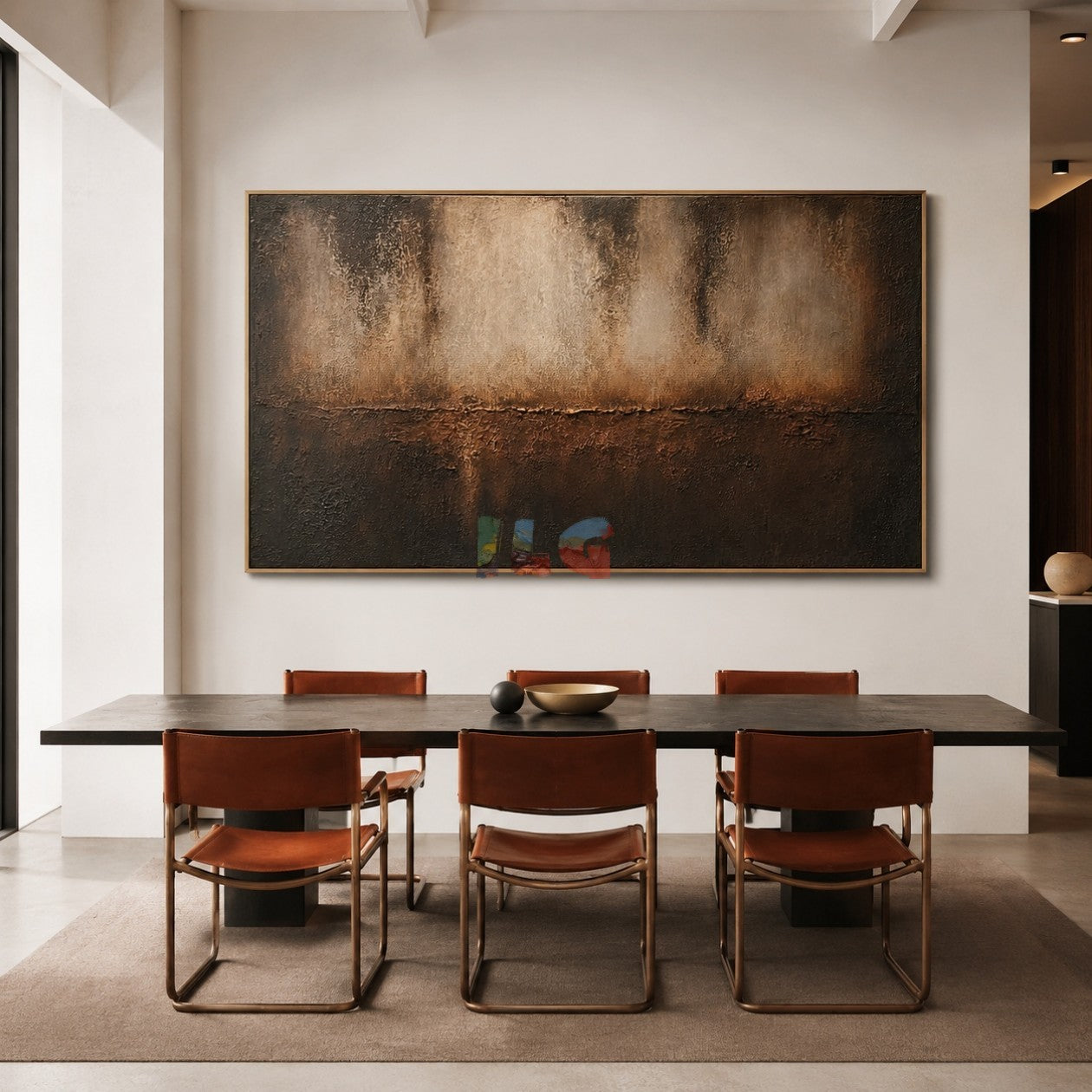 Ember Veil Horizon – Abstract Minimalist Textured Wall Art