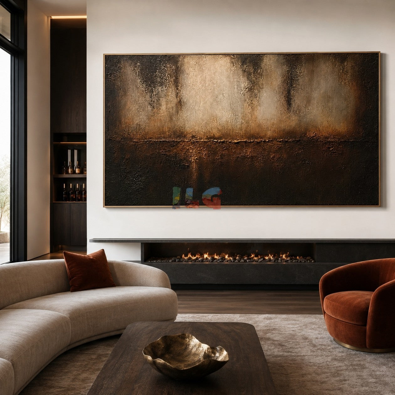 Ember Veil Horizon – Abstract Minimalist Textured Wall Art