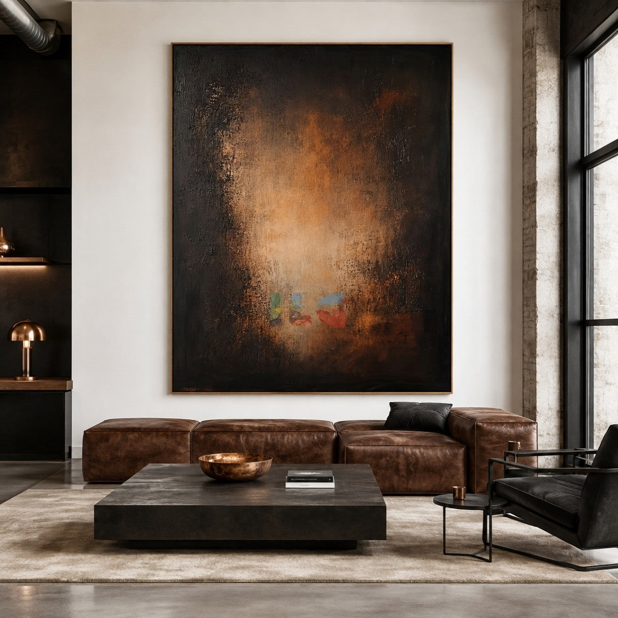 Midnight Amber Passage – Abstract Organic Textured Wall Art