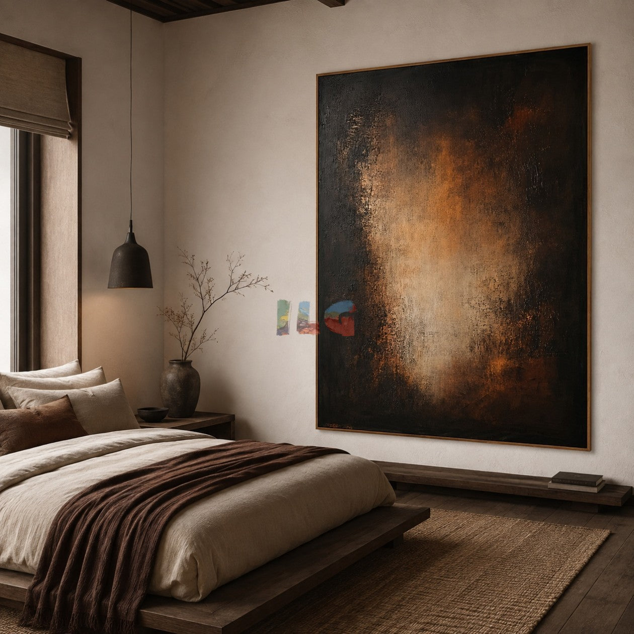 Midnight Amber Passage – Abstract Organic Textured Wall Art