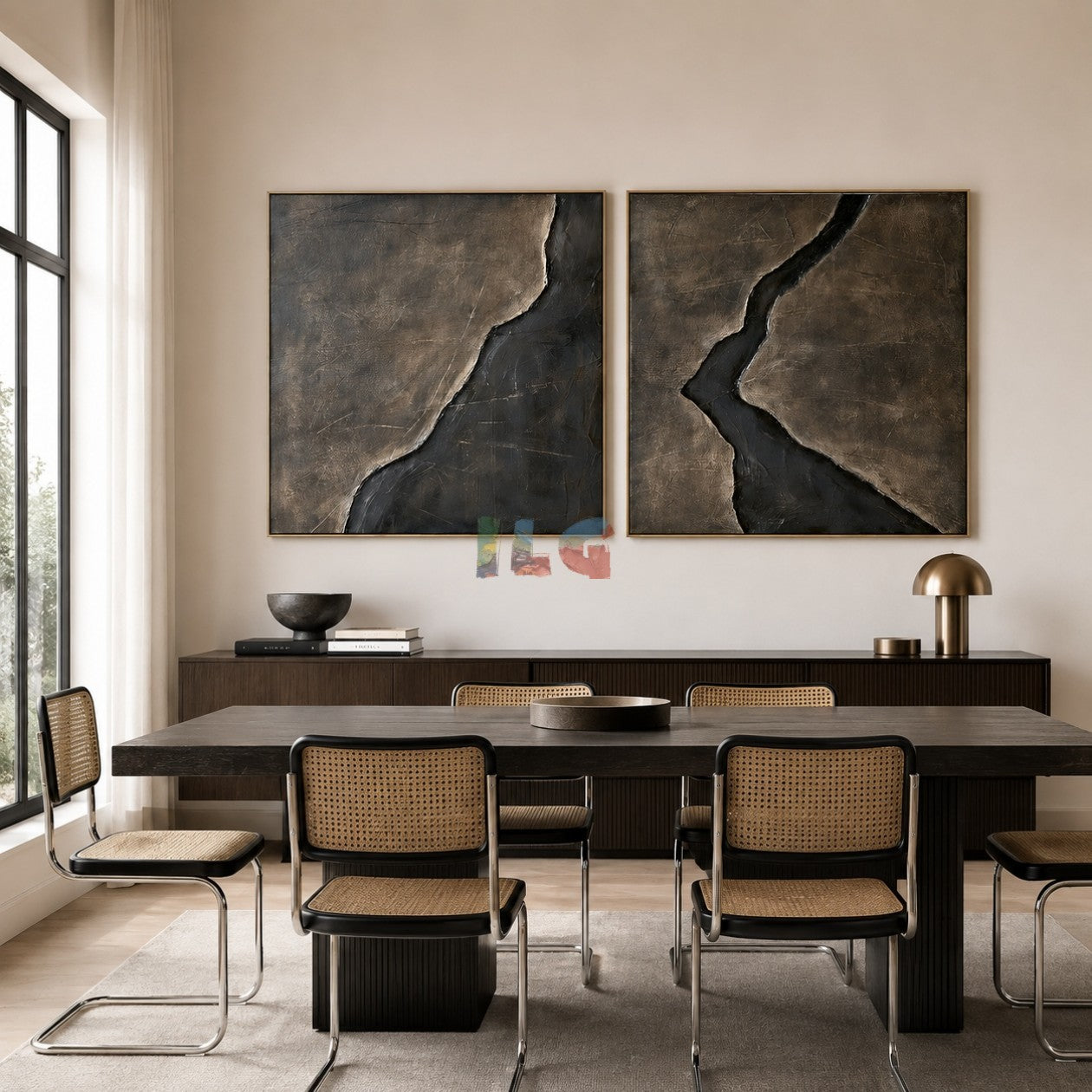 Bronze Rift Pair – Abstract Wabi-Sabi Textured Wall Art