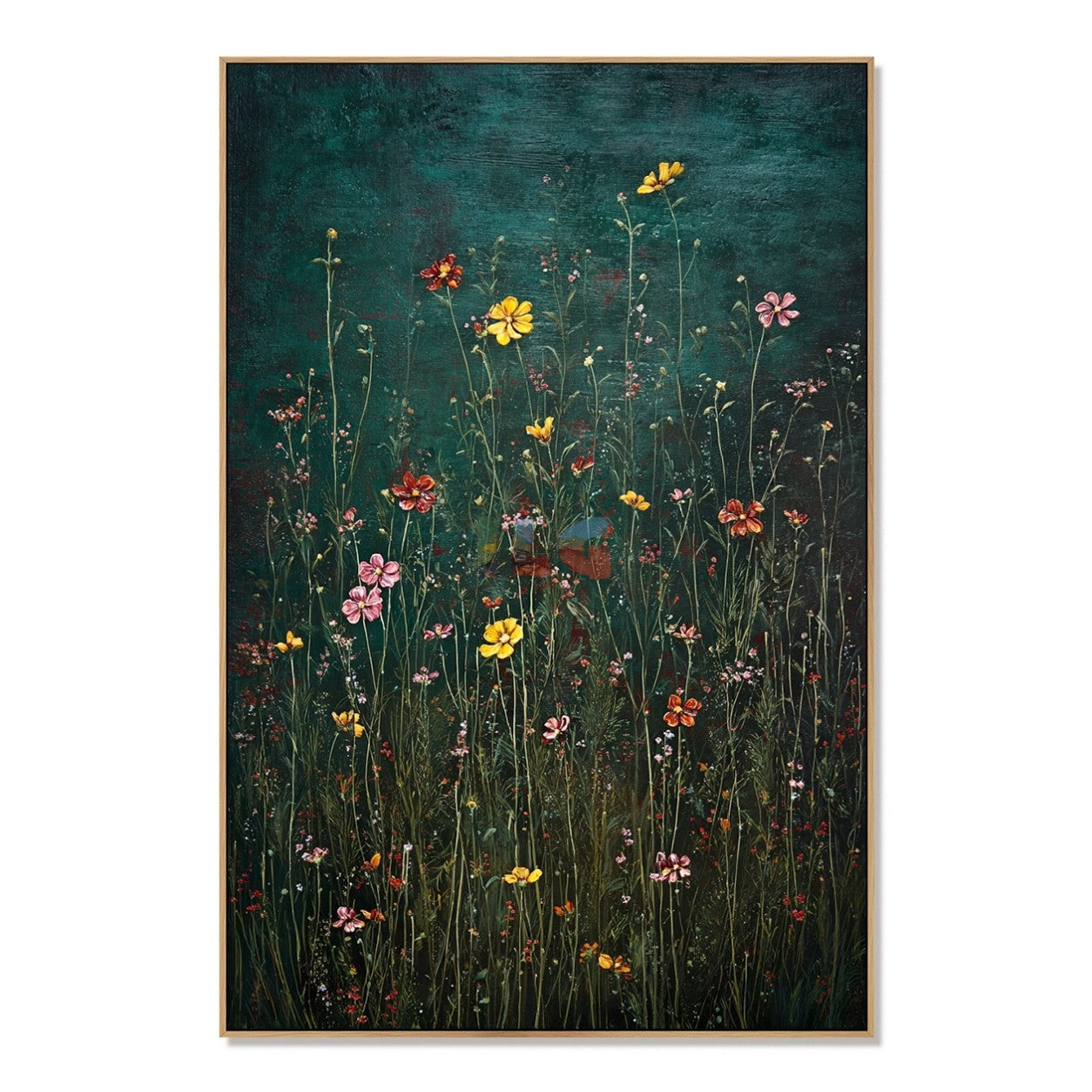 Midnight Wildflower Garden – Dark Botanical Floral Wall Art