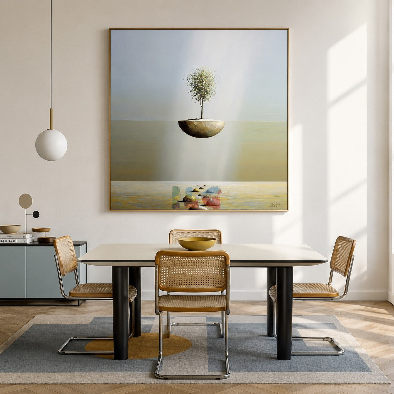 Luminous Island Path – Minimalist Surreal Landscape Wall Art