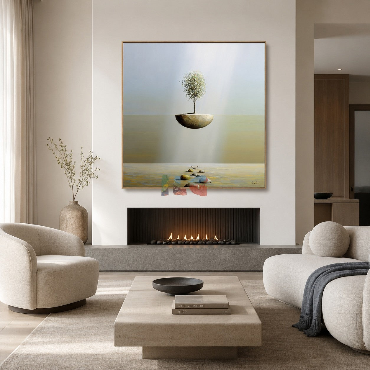 Luminous Island Path – Minimalist Surreal Landscape Wall Art