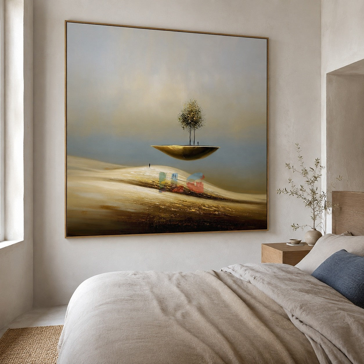 Skyborne Grove Reverie – Minimalist Surreal Landscape Wall Art