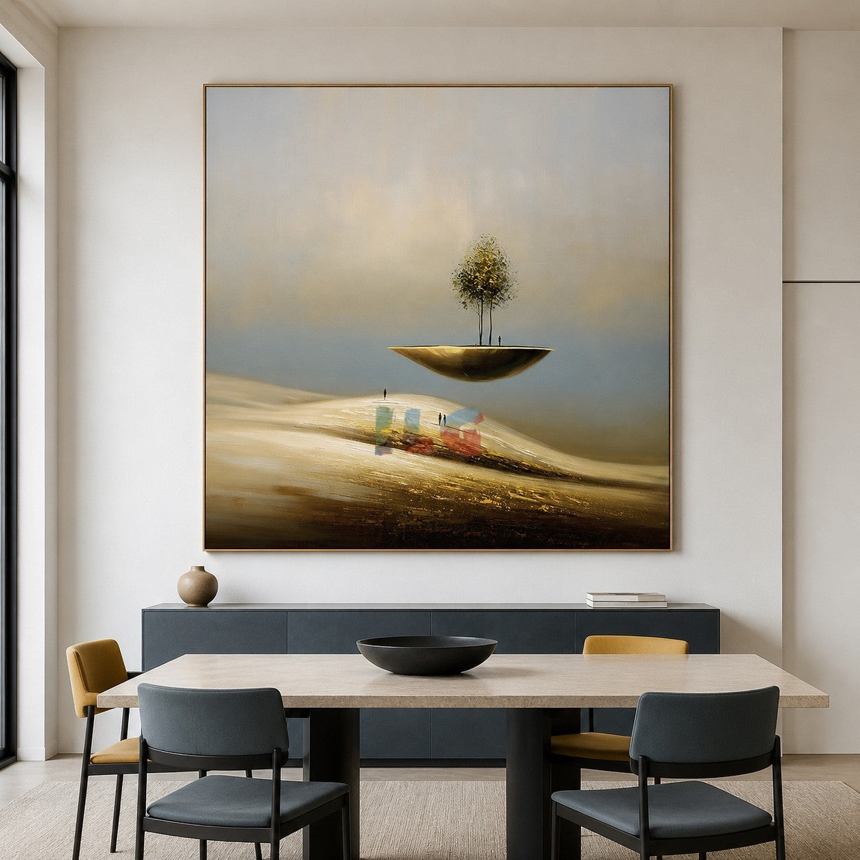 Skyborne Grove Reverie – Minimalist Surreal Landscape Wall Art