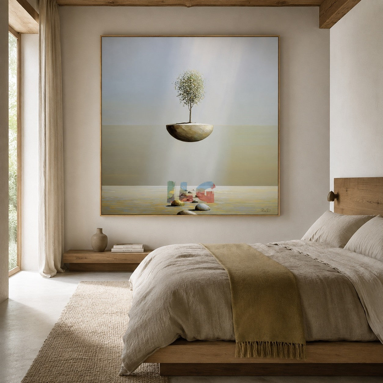 Luminous Island Path – Minimalist Surreal Landscape Wall Art