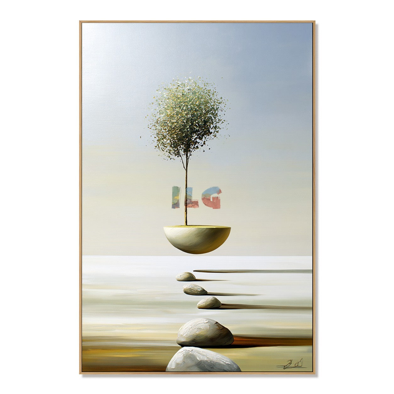 Floating Tree Sanctuary – Minimalist Surreal Landscape Wall Art