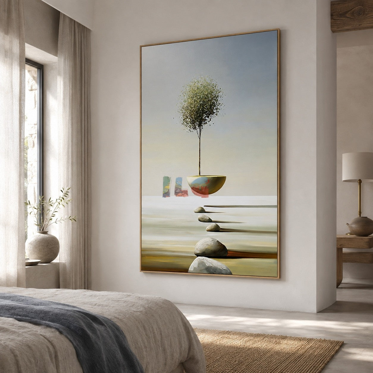 Floating Tree Sanctuary – Minimalist Surreal Landscape Wall Art