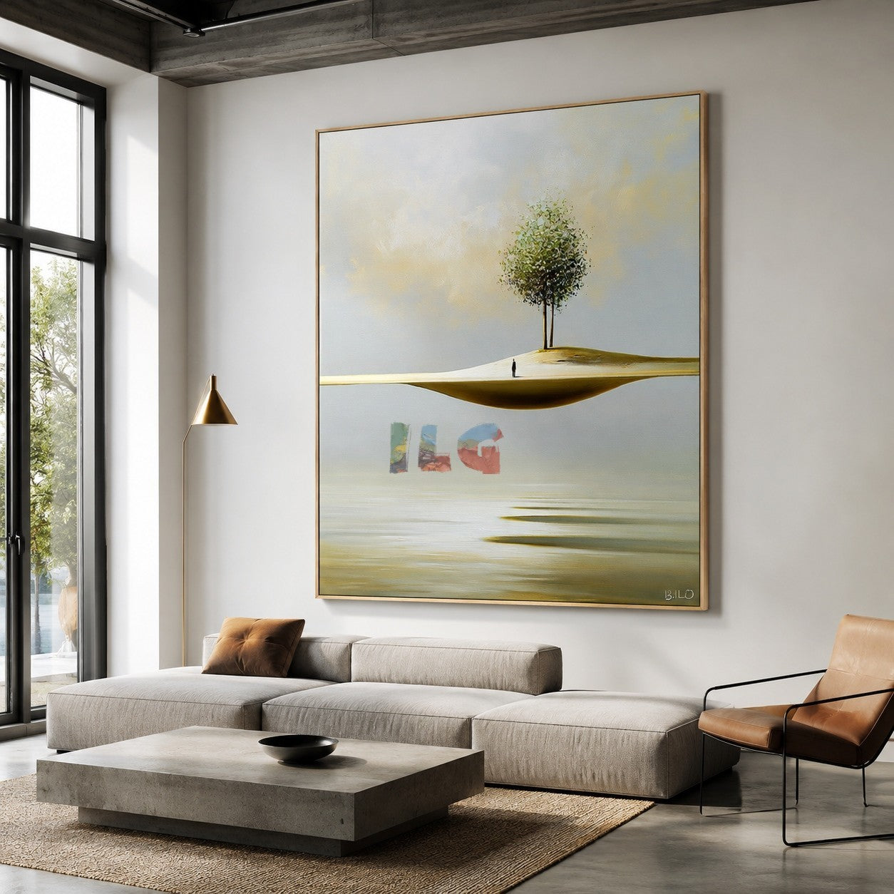 Floating Horizon Tree – Minimalist Surreal Landscape Wall Art