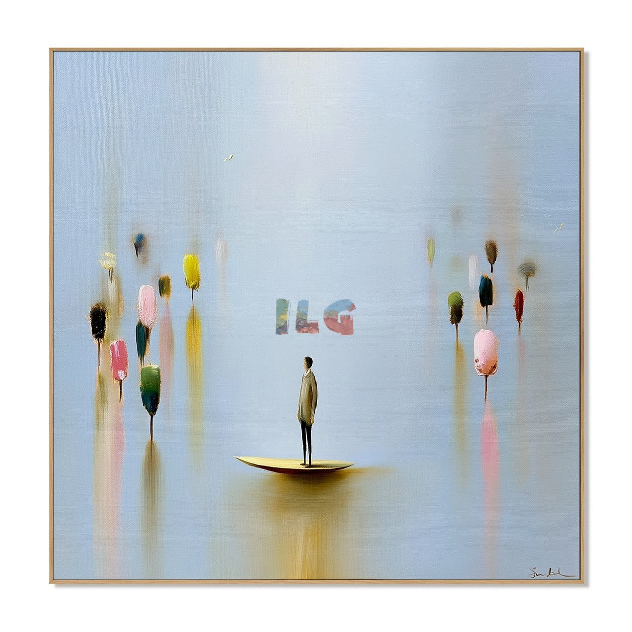 Pastel Drift Reverie – Minimalist Surreal Figure Wall Art