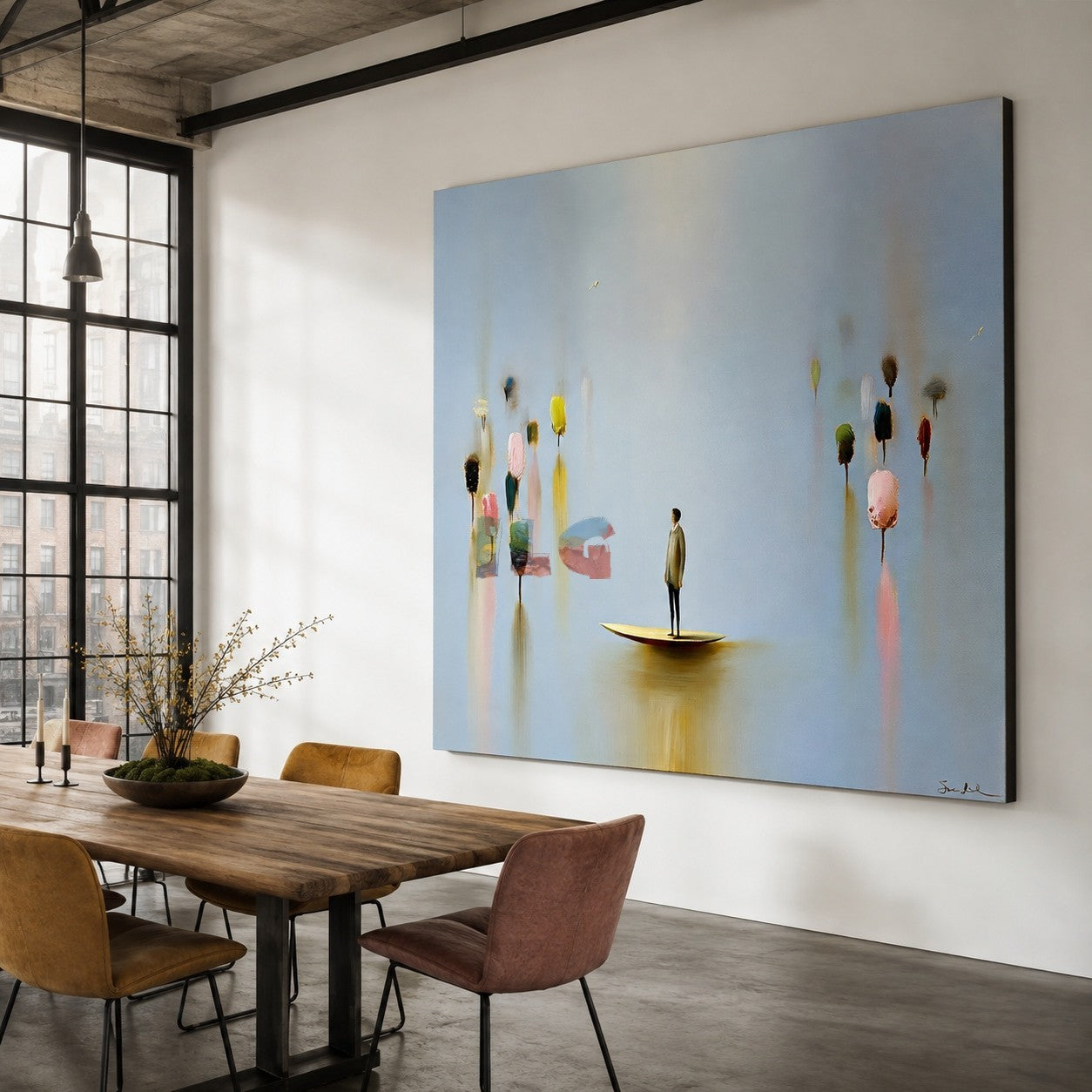 Pastel Drift Reverie – Minimalist Surreal Figure Wall Art
