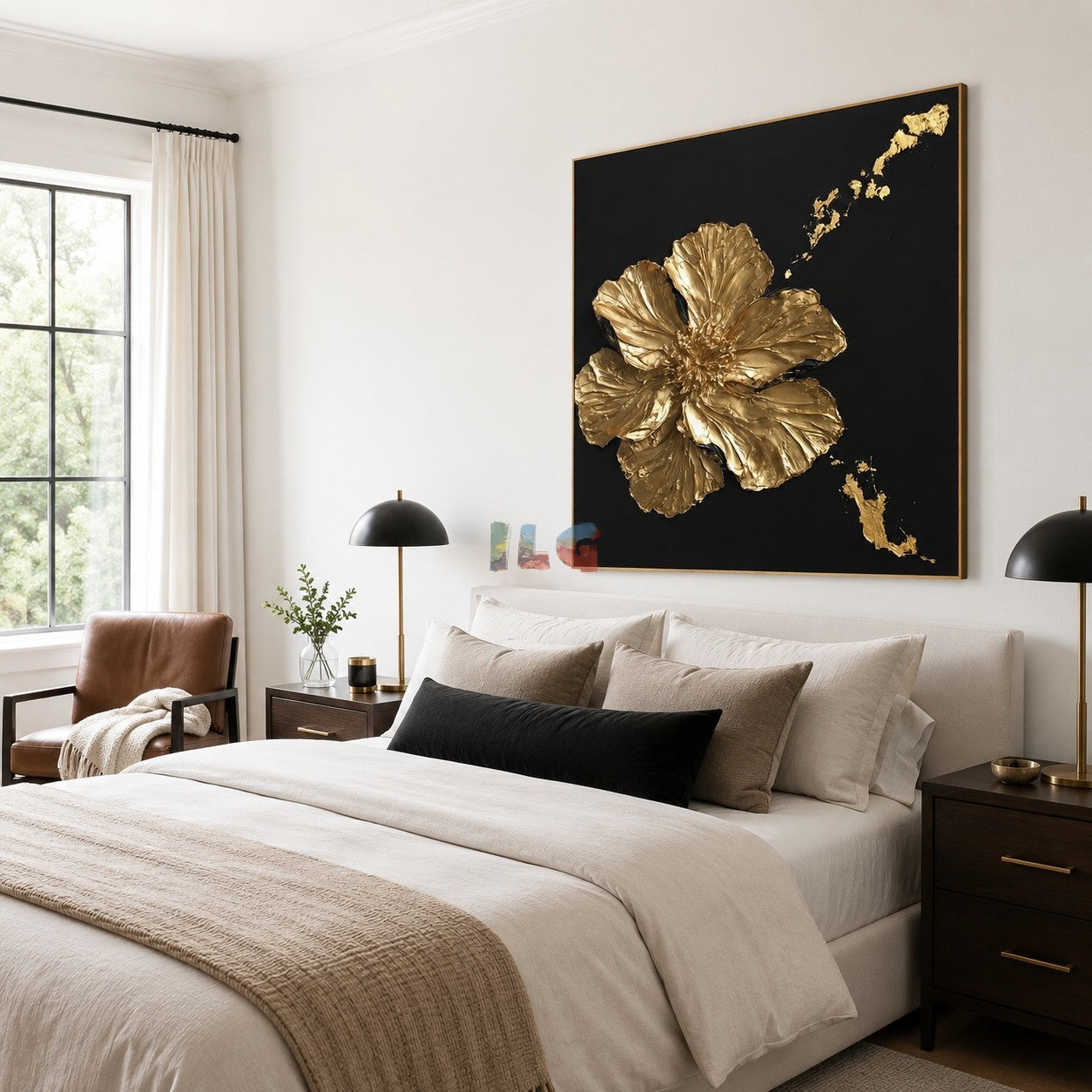 Midnight Gilded Petals – Luxury Textured Floral Wall Art