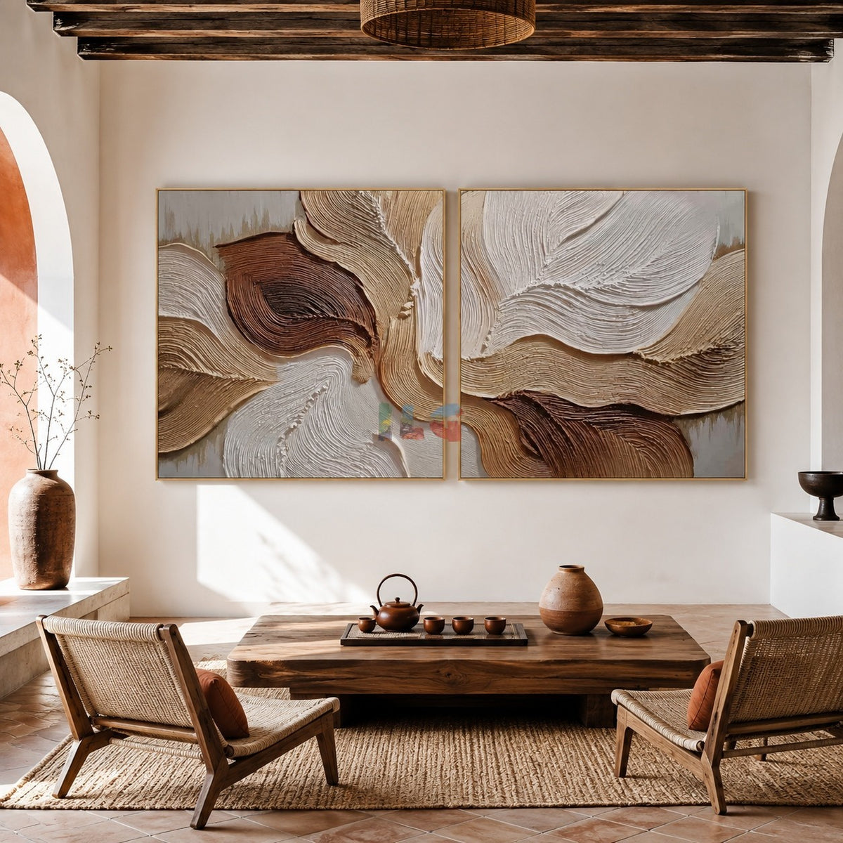 Earthen Petal Flow – Neutral Textured Botanical Wall Art Set