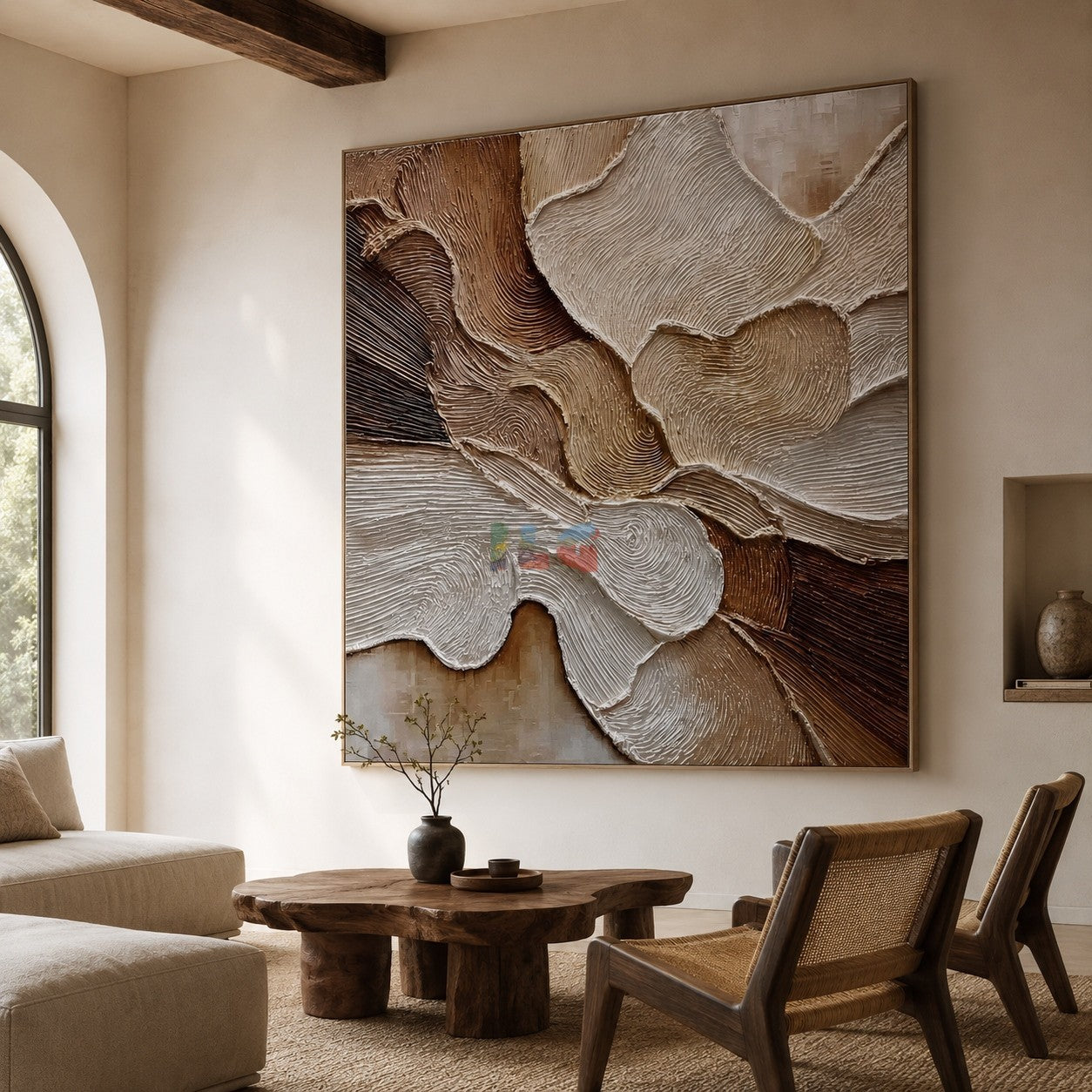 Cascading Petal Relief – Neutral Textured Botanical Wall Art