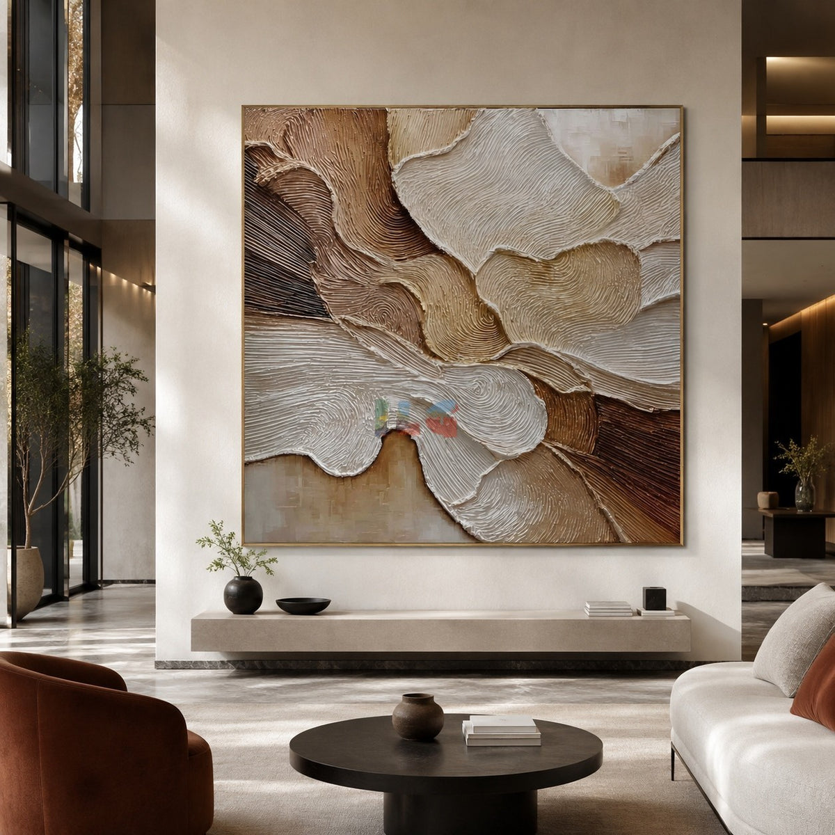 Cascading Petal Relief – Neutral Textured Botanical Wall Art