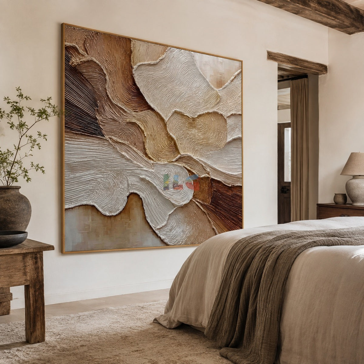 Cascading Petal Relief – Neutral Textured Botanical Wall Art
