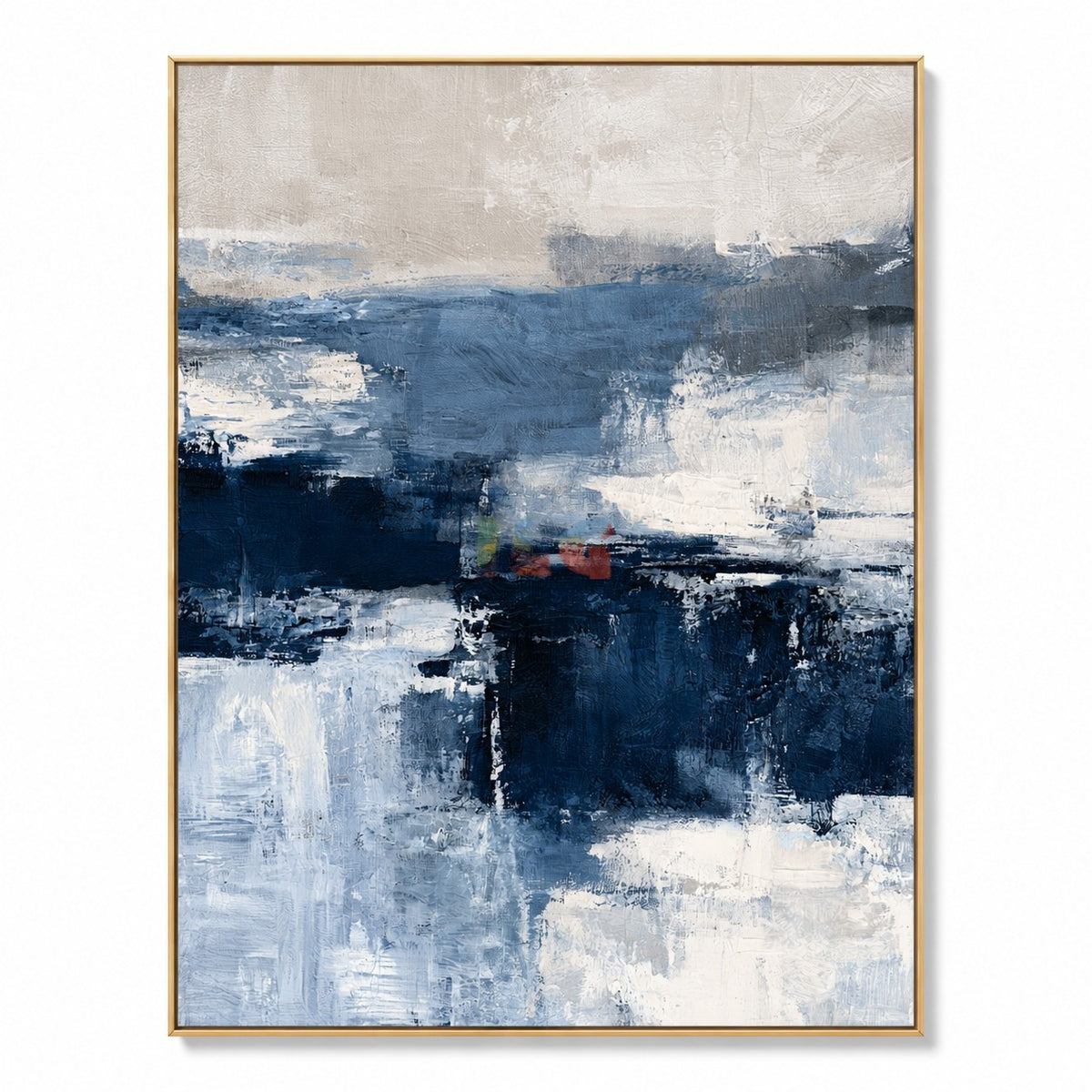 Harbor Mist Horizon – Blue Gray Abstract Landscape Wall Art