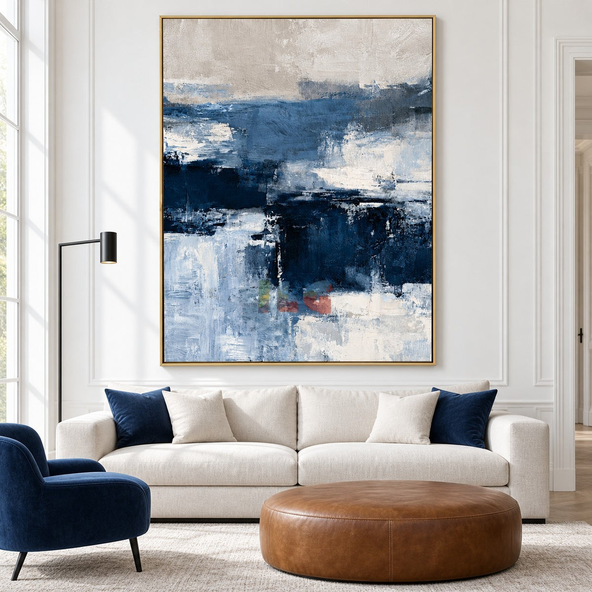 Harbor Mist Horizon – Blue Gray Abstract Landscape Wall Art