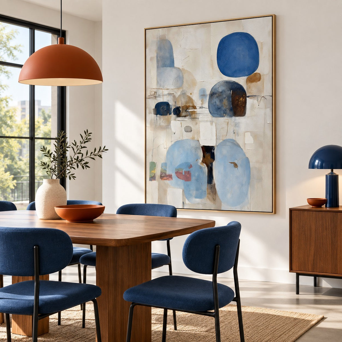 Blue Serenity Forms – Modern Abstract Blue Geometric Wall Art