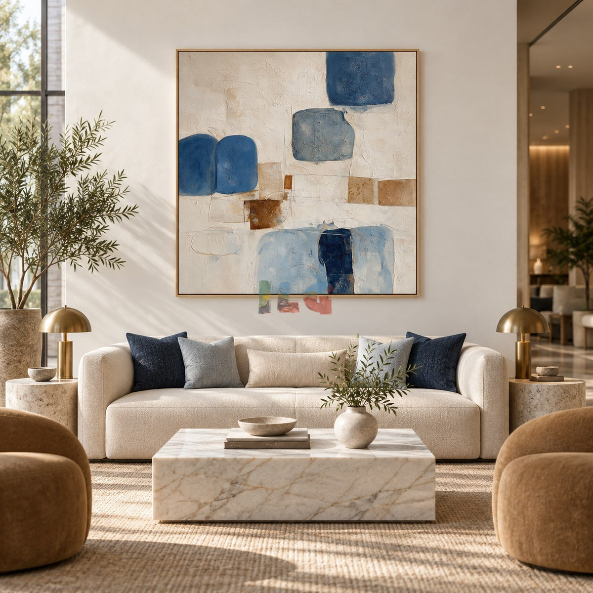 Azure Balance Forms – Modern Blue Abstract Texture Wall Art