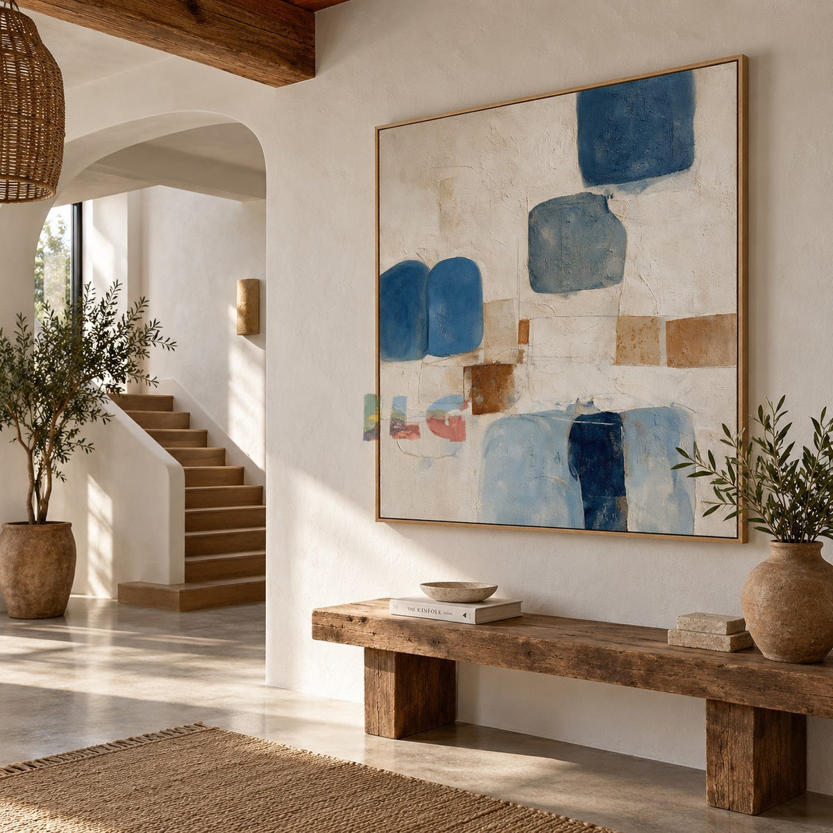 Azure Balance Forms – Modern Blue Abstract Texture Wall Art