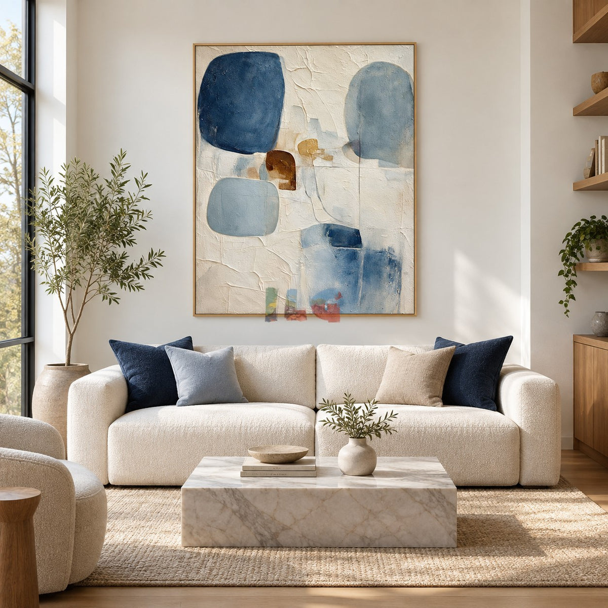Oceanic Blue Balance – Modern Abstract Blue Texture Wall Art