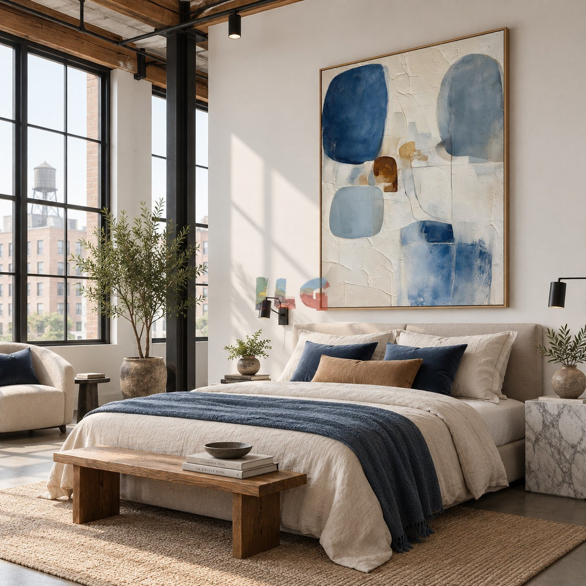 Oceanic Blue Balance – Modern Abstract Blue Texture Wall Art