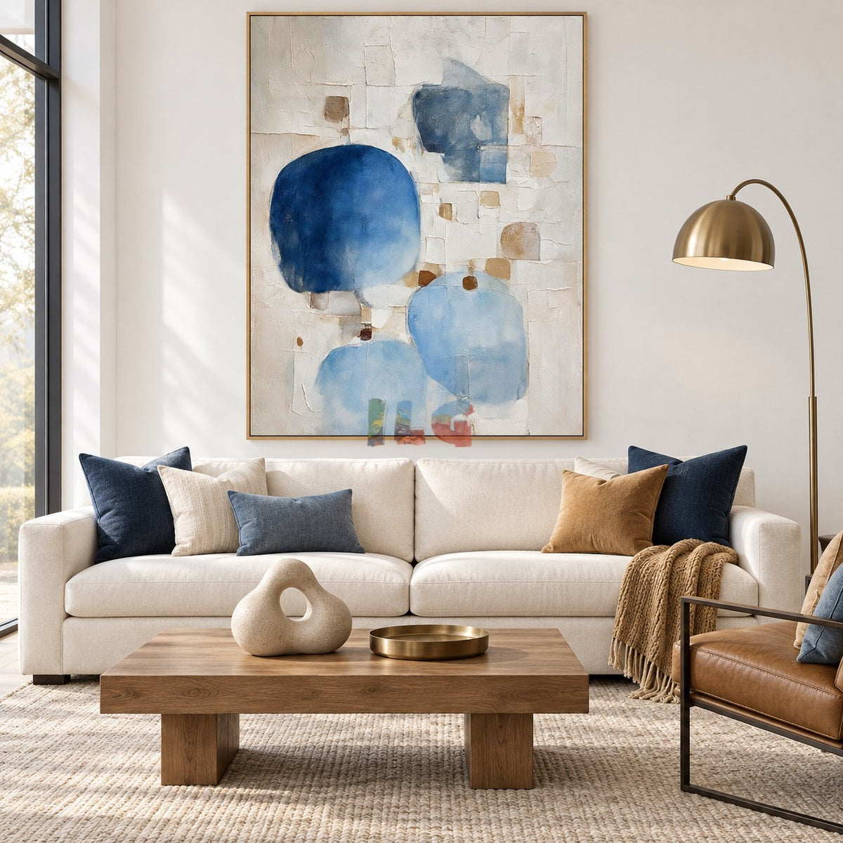 Blue Quiet Geometry – Modern Abstract Texture Wall Art