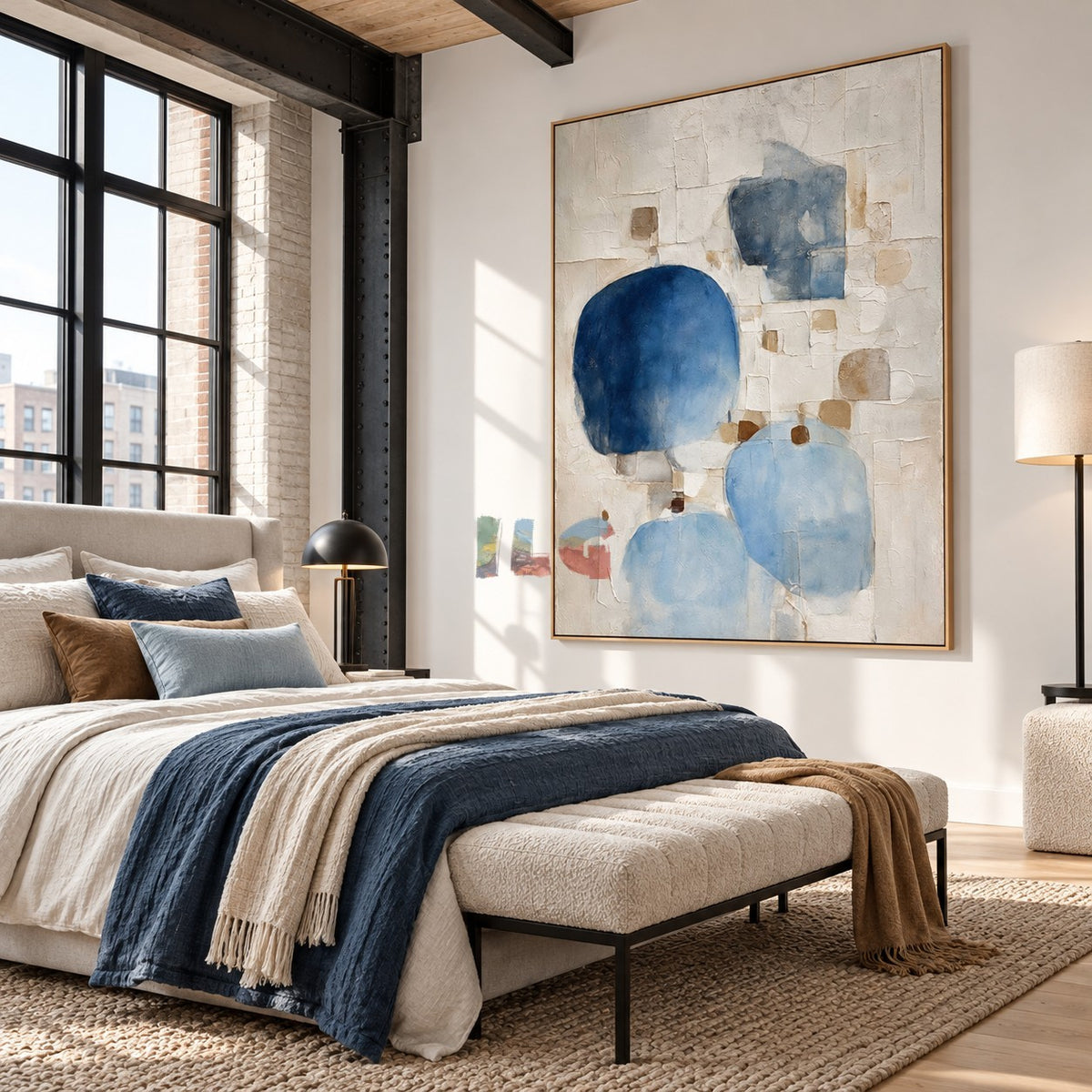 Blue Quiet Geometry – Modern Abstract Texture Wall Art