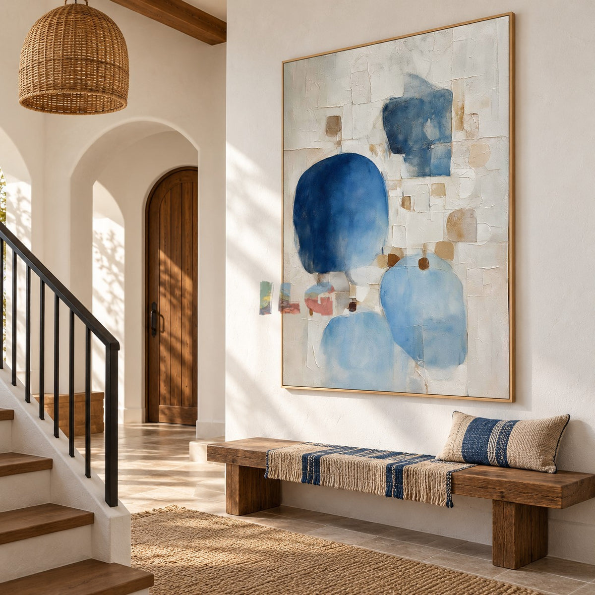 Blue Quiet Geometry – Modern Abstract Texture Wall Art