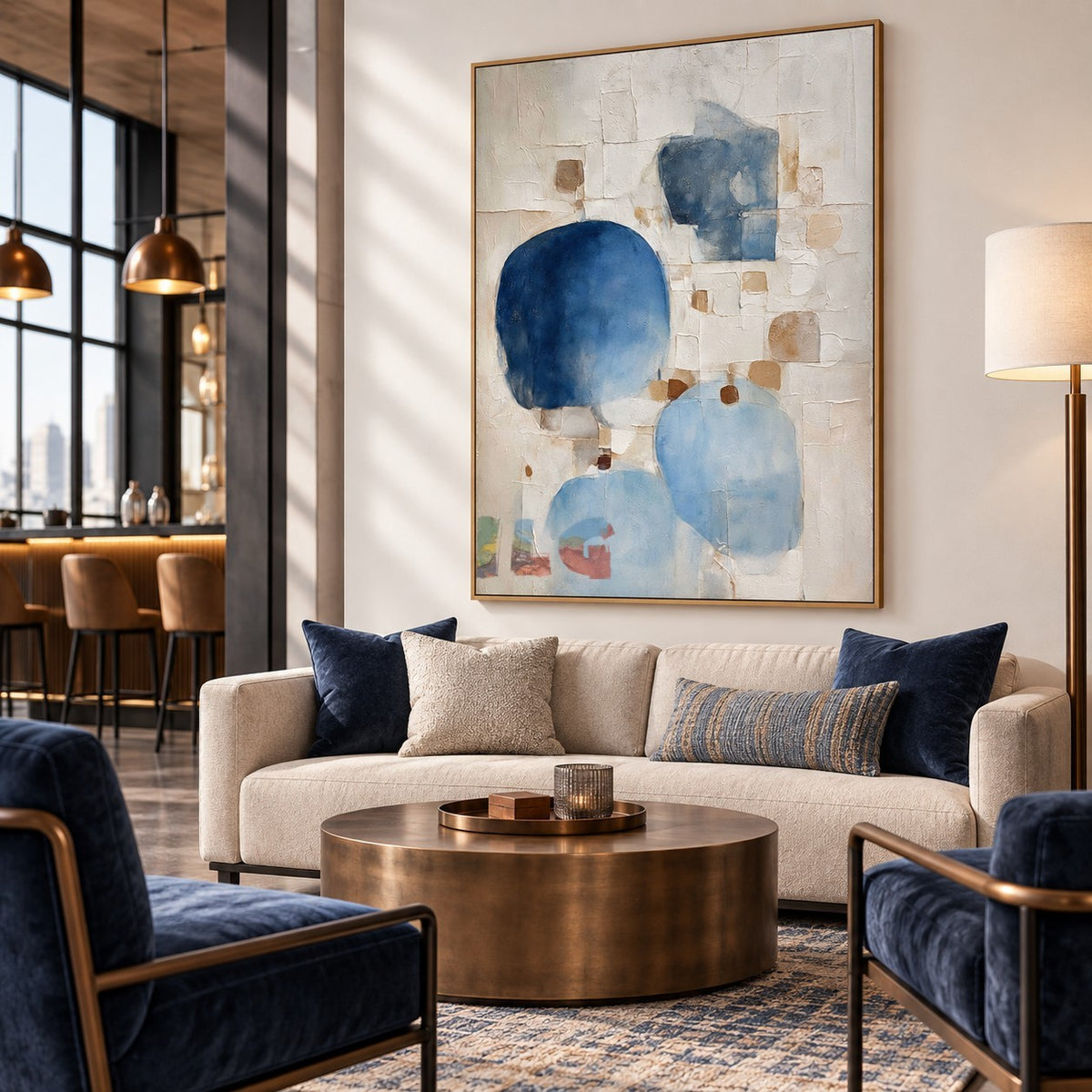 Blue Quiet Geometry – Modern Abstract Texture Wall Art