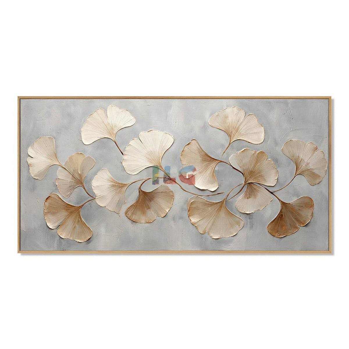 Ginkgo Whisper Harmony – Neutral Textured Botanical Wall Art