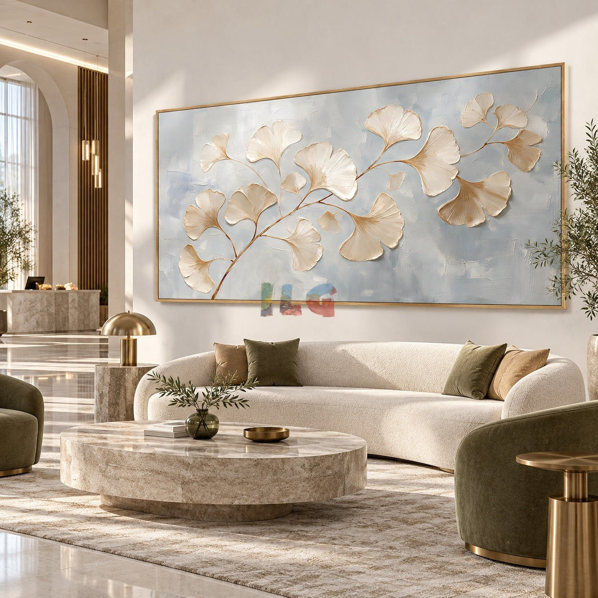 Ginkgo Breeze Flow – Neutral Botanical Texture Wall Art