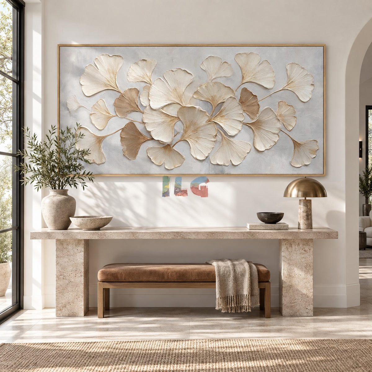 Quiet Ginkgo Bloom – Modern Botanical Texture Wall Art