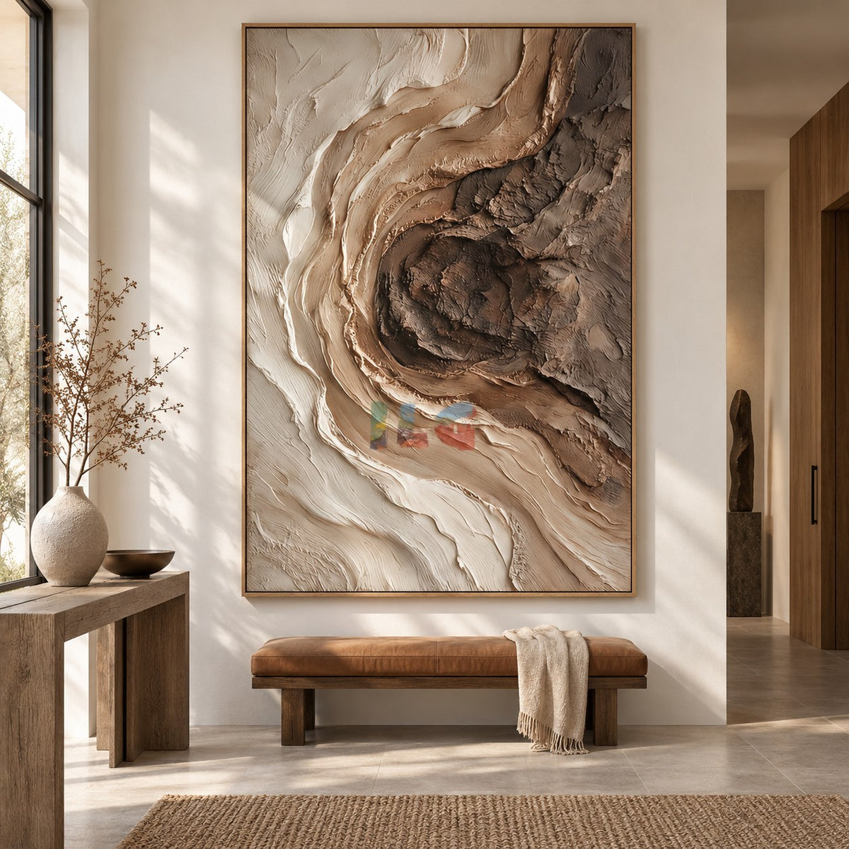 Stonewave Drift – Abstract Earth Tone Relief Wall Art