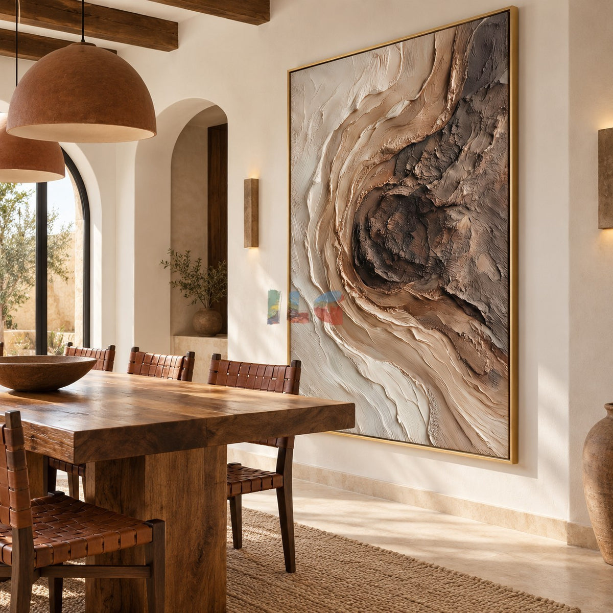 Stonewave Drift – Abstract Earth Tone Relief Wall Art