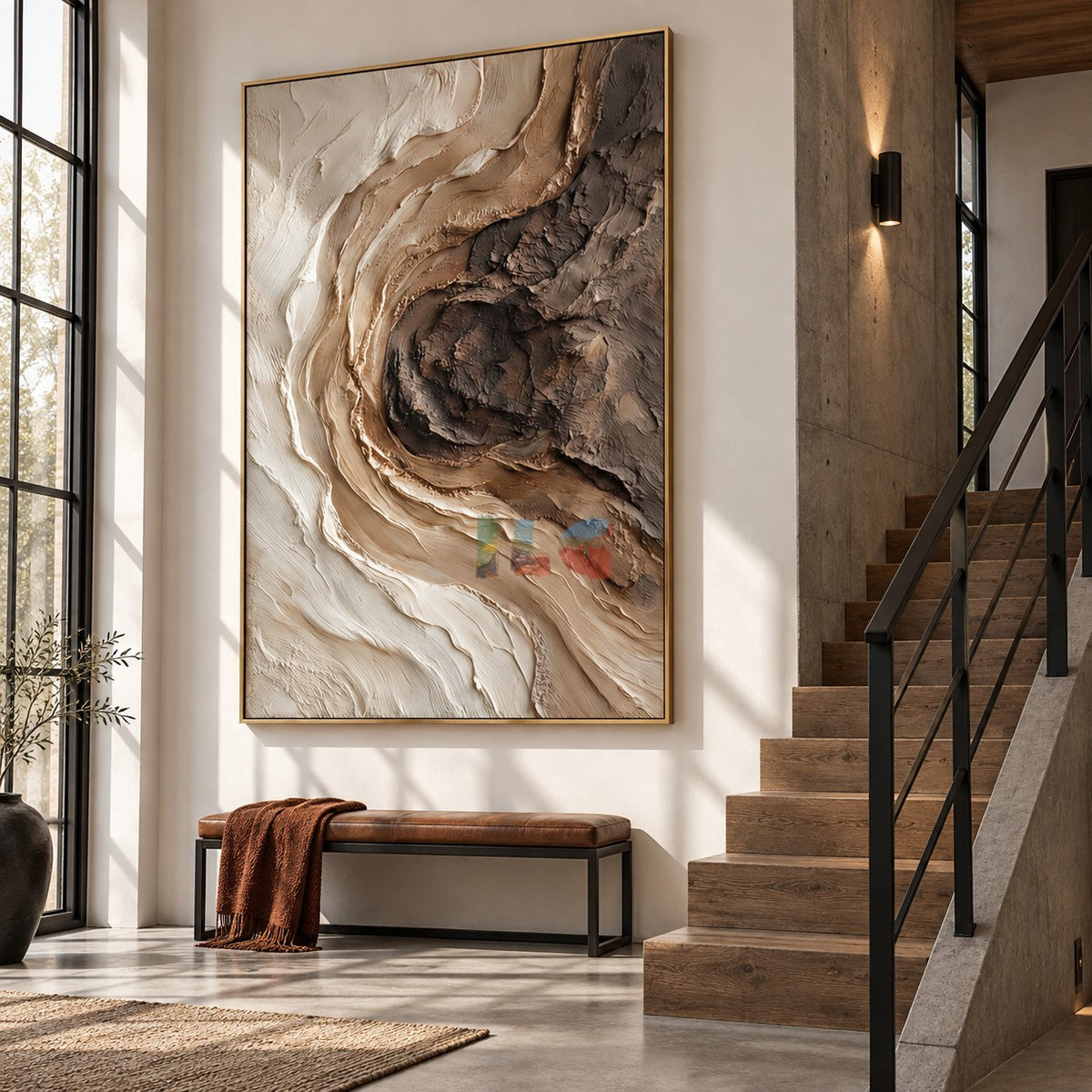 Stonewave Drift – Abstract Earth Tone Relief Wall Art