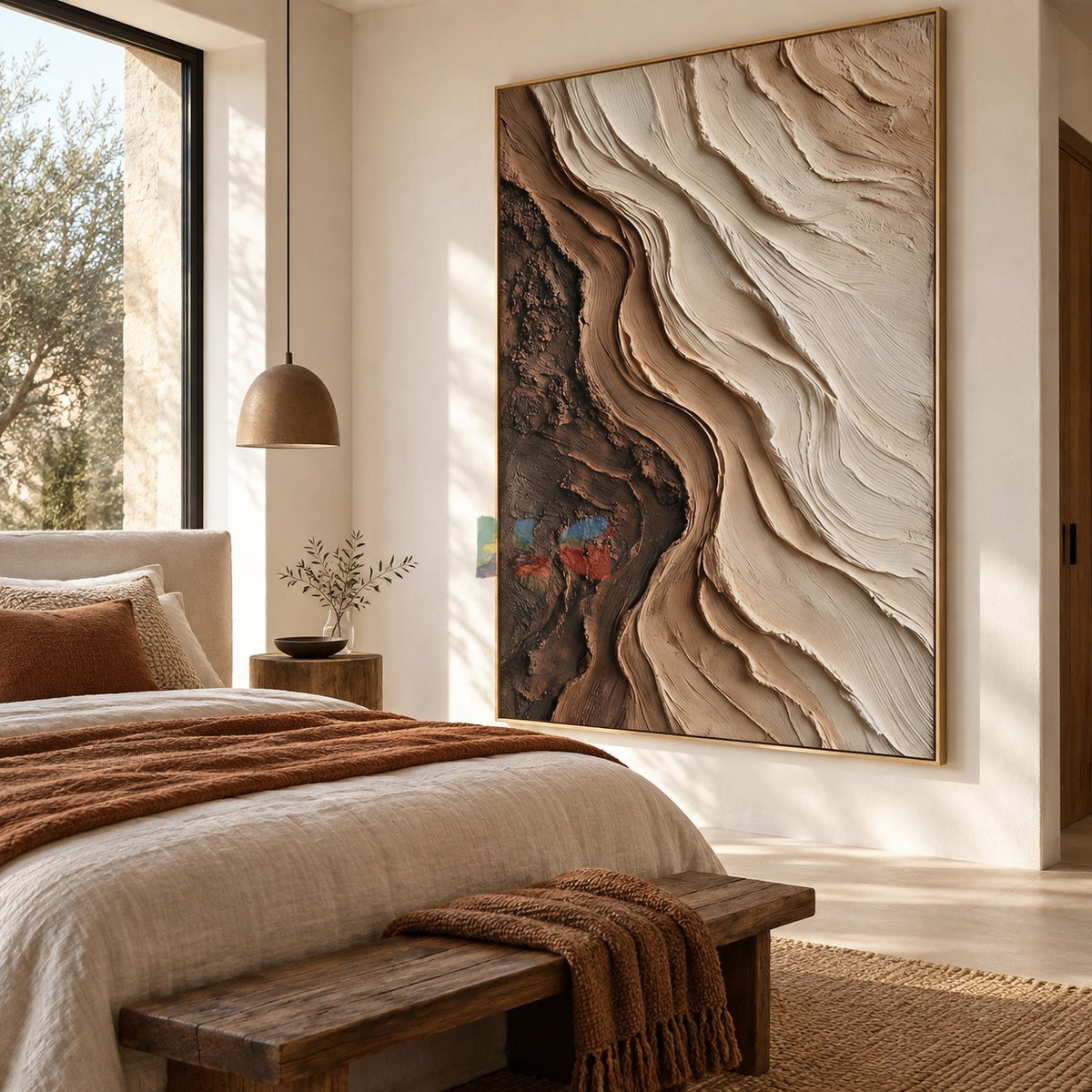 Canyon Veil Flow – Abstract Earth Layer Relief Wall Art