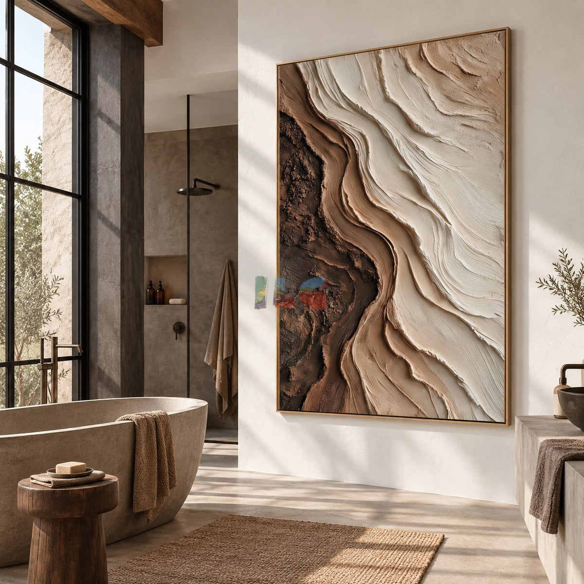 Canyon Veil Flow – Abstract Earth Layer Relief Wall Art