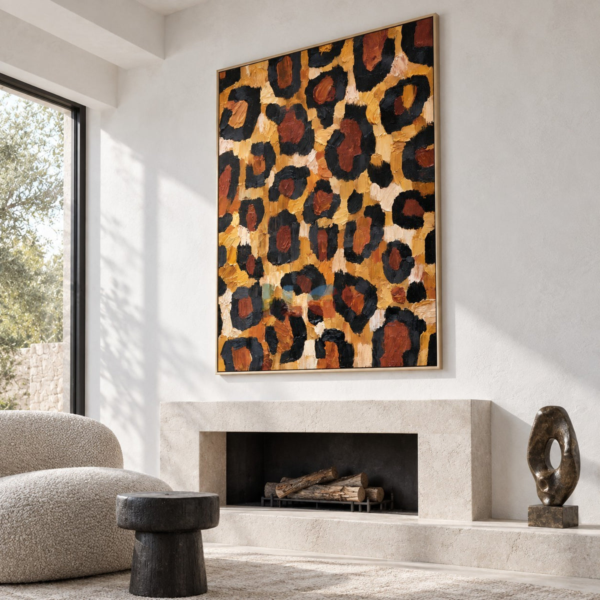 Amber Leopard Rhythm – Abstract Animal Print Texture Wall Art