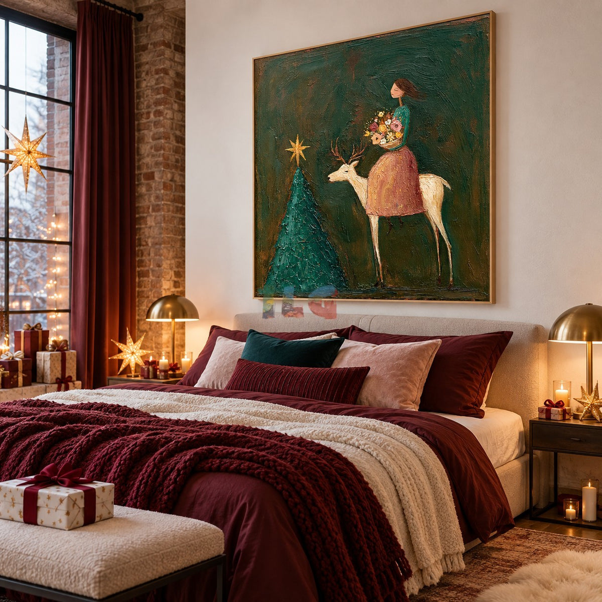 Forest Star Rider – Figurative Floral Deer Wall Art